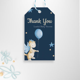 Fantasievoller blauer kleiner Drache Dankeschön Geschenkanhänger