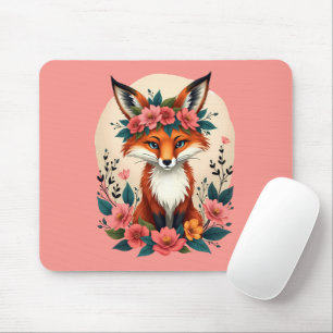 Fantasievoller Boho-Fuchs mit Blumendiadem Waldkun Mousepad