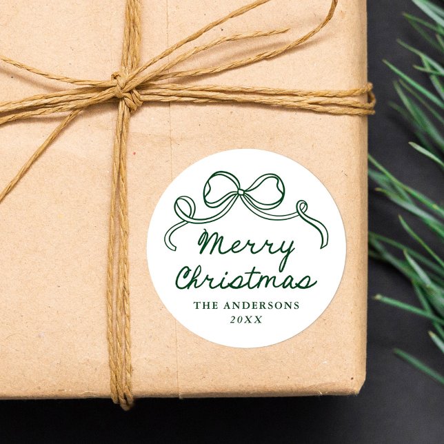 Fantasievoller handgezeichneter grüner Bogen Frohe Runder Aufkleber (Von Creator hochgeladen)