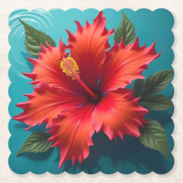 Fantasievoller Roter Hibiskus Untersetzer