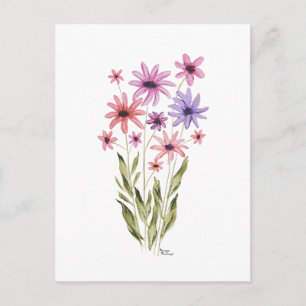 Fantasievolles Blumenbouquet Foto-Druck Postkarte