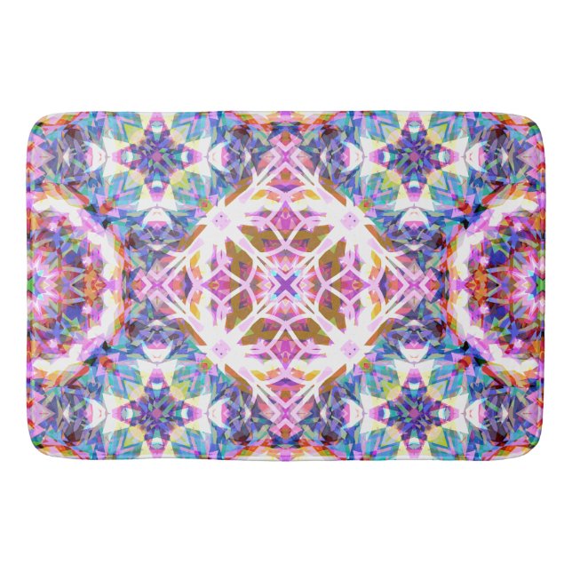 Fantasievolles Lila Blau Rosa Farbpattern Badematte (Vorderseite)