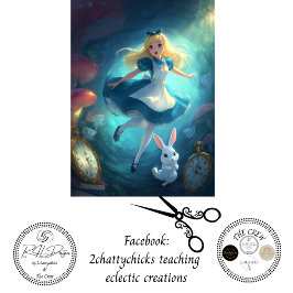 Fantasievolles Mädchen fällt durch die Zeit Seidenpapier