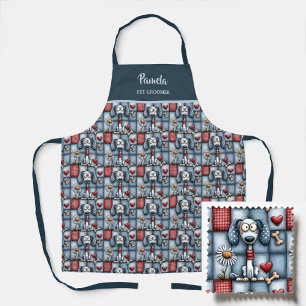 Fantasievolles Patchwork-Hundemuster Haustierfrise Schürze