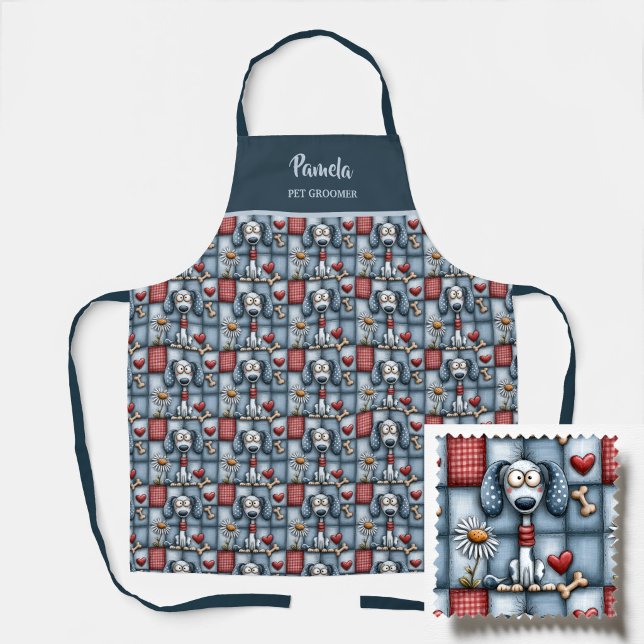 Fantasievolles Patchwork-Hundemuster Haustierfrise Schürze (Von Creator hochgeladen)