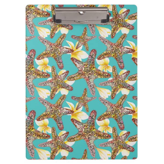 Fantasievolles Starfish-Muster Klemmbrett (Vorderseite)