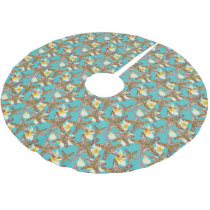 Fantasievolles Starfish-Muster Polyester Weihnachtsbaumdecke