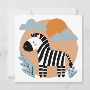 Fantasievolles Zebra Skandinavisch Inspiriert Mitteilungskarte