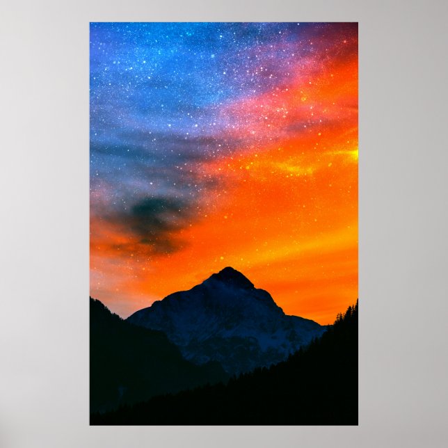 Fantasiewelt in den Bergen Poster (Vorne)