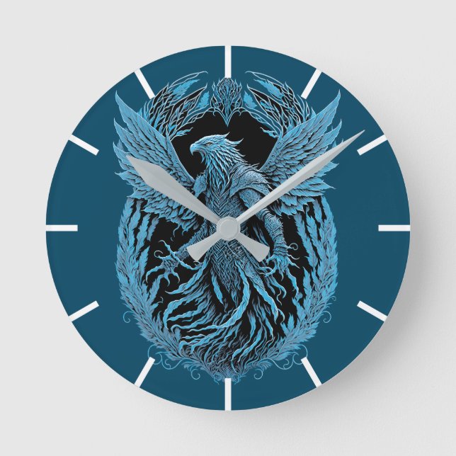 Fantasiewesen | Mittelalterlicher Adler Runde Wanduhr (Vorderseite)