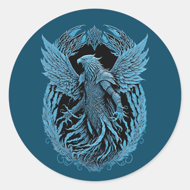 Fantasiewesen | Mittelalterlicher Adler Runder Aufkleber (Vorderseite)