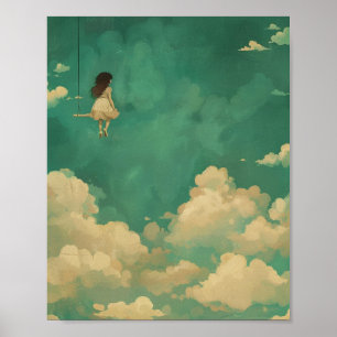 Fantasiewolken im Himmel, Träumer-Kunstdruck Poster