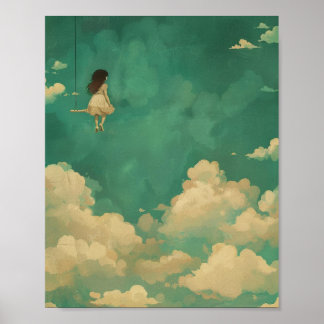 Fantasiewolken im Himmel, Träumer-Kunstdruck Poster