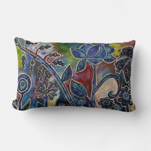 Fantasmagoric Lotus Flower Garden Originale Kunst, Lendenkissen