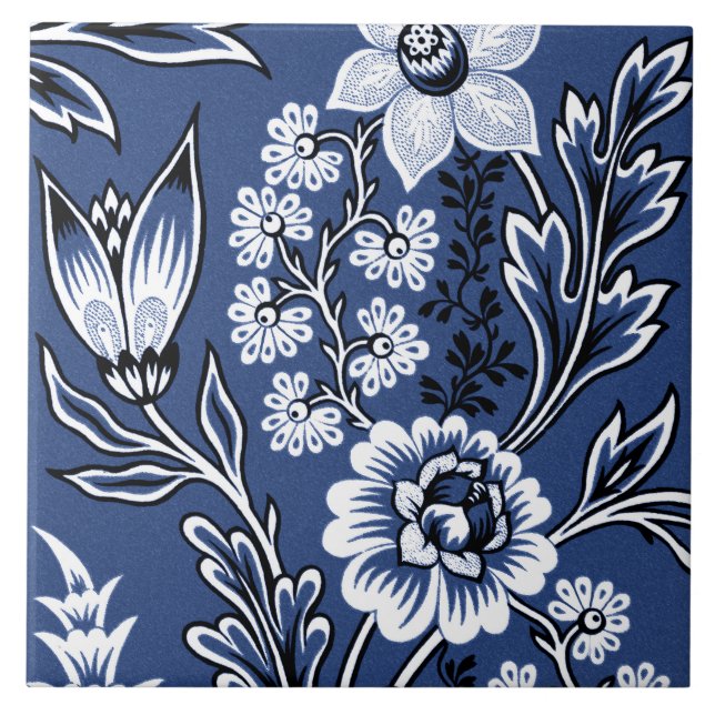 Fantastic Flowers (Blue) Fine Art Fliese (Vorderseite)