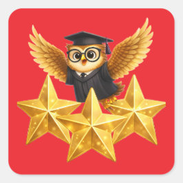 Fantastic work three gold stars red square sticker