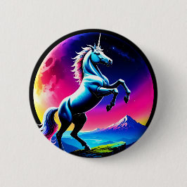 Fantastical Colorful Unicorn Wilderness Button