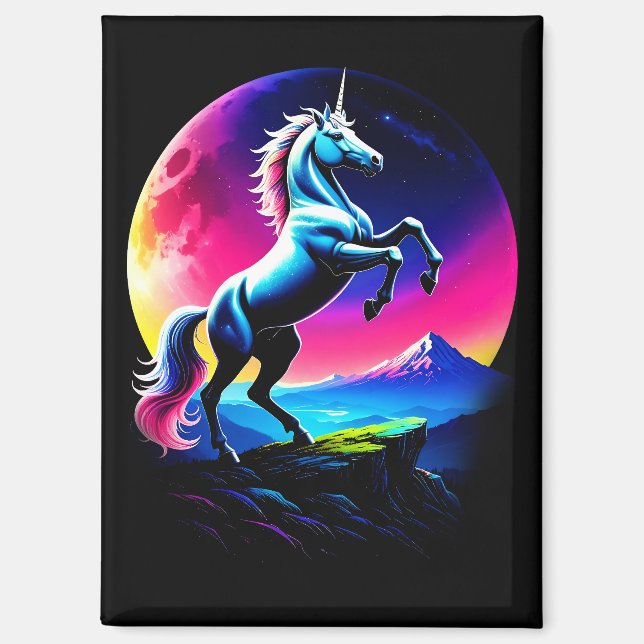 Fantastical Colorful Unicorn Wilderness Magnet (Vorderseite)