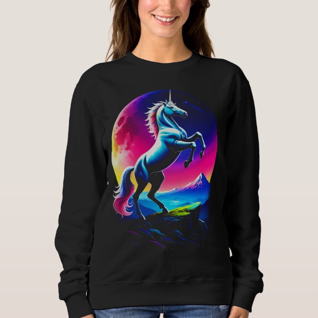 Fantastical Colorful Unicorn Wilderness Sweatshirt (Vorderseite)