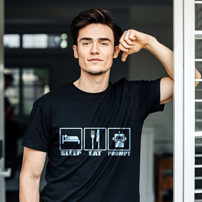 Fantastique T-shirt stimulant IA | Black White Rob (Whether you're training models or just vibing in dev mode, this black tee is perfect for IT geeks.)