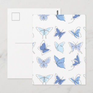 FANTASTISCH Babyblaue Linienkunst fliegender Schme Postkarte