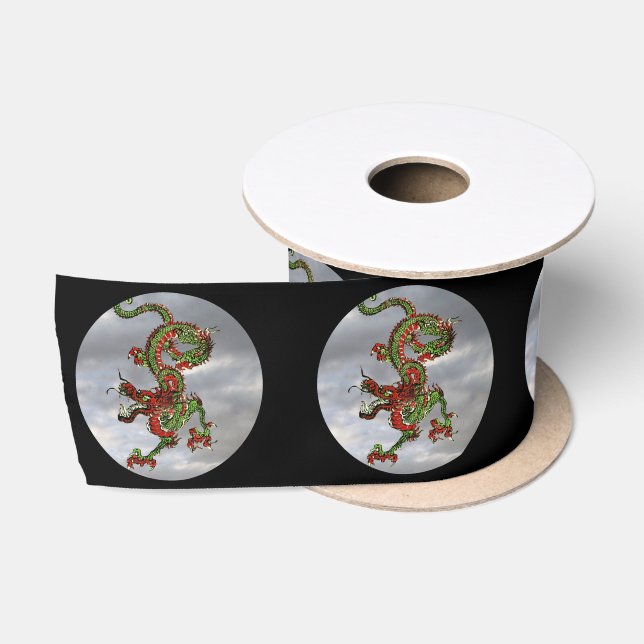 Fantastisch Dragon Red and Green v9 Satinband (Spule)