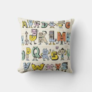 Fantastisch Funny Alphabet. Wacky Doodle Letters D Kissen