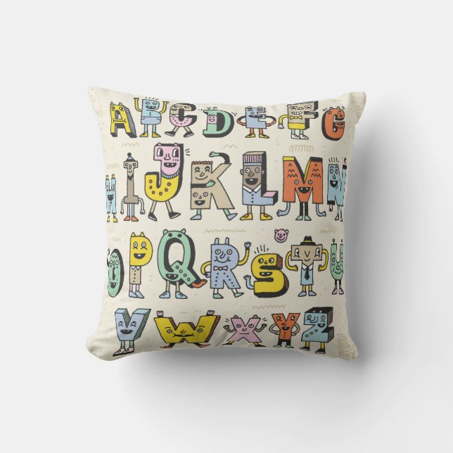 Fantastisch Funny Alphabet. Wacky Doodle Letters D Kissen (Vorderseite)