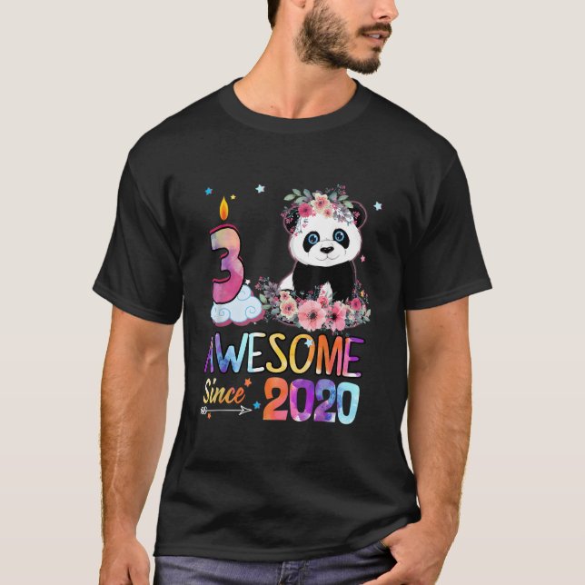 Fantastisch seit 2020 3. 3 Panda Einhorn T-Shirt (Vorderseite)
