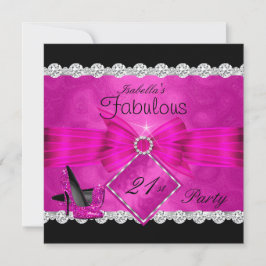 Fantastische 21 Hot Pink Black Silver Geburtstagsp Einladung
