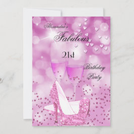 Fantastische 21. Party Shimmer Pink High Heels Einladung