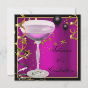 Fantastische 30. Pink Gold Black Birthday Party Einladung