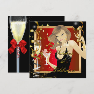 Fantastische 30 Red Gold Black Birthday Party Einladung