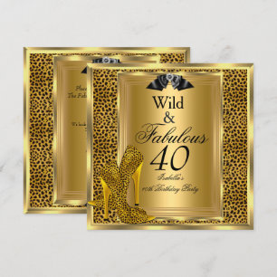 Fantastische 40 Geburtstagsparty Gold Wild Leopard Einladung