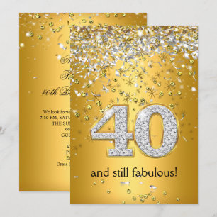 Fantastische 40 Gold Silber Streamer 40. Geburtsta Einladung