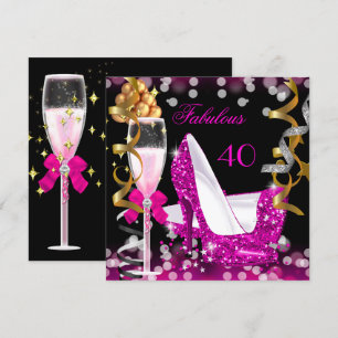 Fantastische 40 Heiß Rosa Gold Blasen Glitter Part Einladung