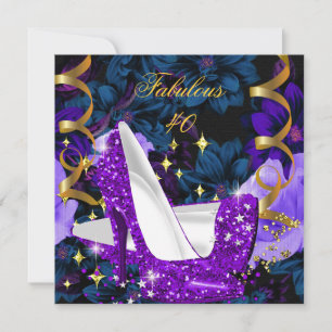 Fantastische 40 Lila Goldene High Heels Blumengebu Einladung