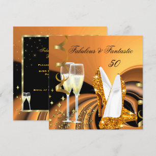 Fantastische 50 Abstrakt Gold Geburtstagsparty Einladung