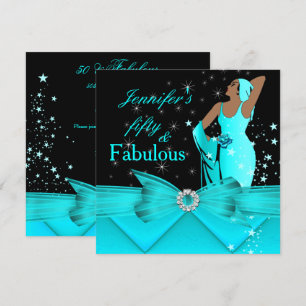 Fantastische 50 Aquamarine glamouröse Retro-Frau z Einladung