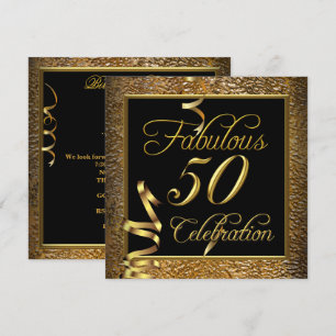 Fantastische 50 Celebration Gold Black Birthday Pa Einladung