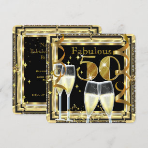 Fantastische 50 Champagner Deko Gold Geburtstagspa Einladung