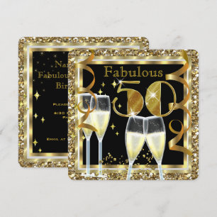 Fantastische 50 Champagner White Gold Geburtstagsp Einladung
