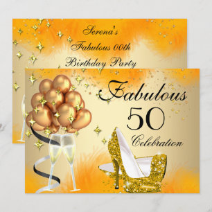Fantastische 50 Creme Gold Gelbe High Heels Geburt Einladung