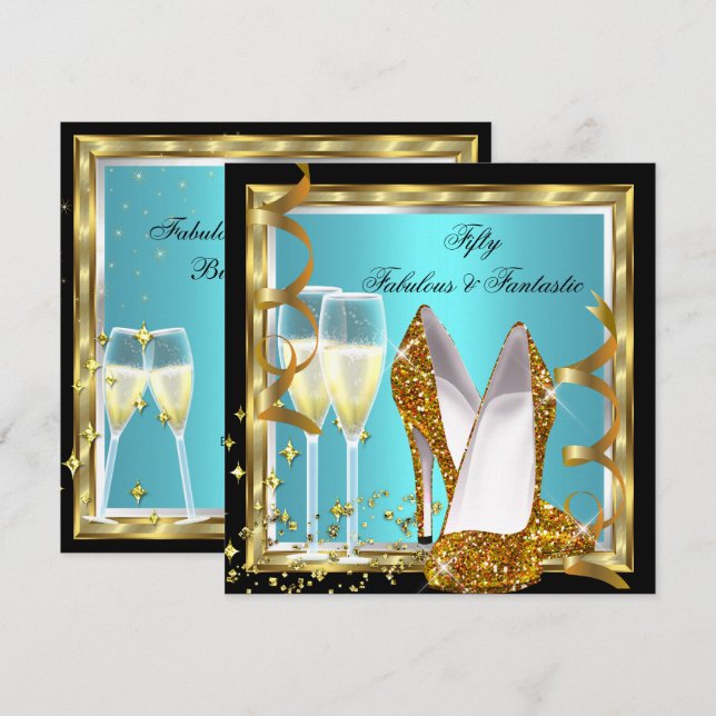 Fantastische 50 Fantastische Aquamarine Weißgold G Einladung (Vorne/Hinten)