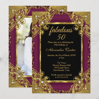 Fantastische 50 Foto Pflaume Gold Pearl Geburtstag Einladung
