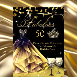 Fantastische 50. Geburtstag schwarze Goldkleidung  Einladung