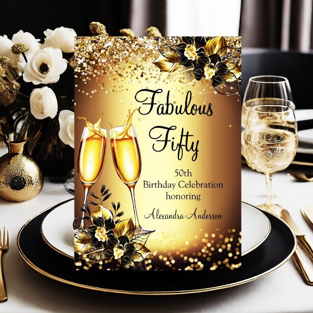 Fantastische 50 Glitzer Bronze Gold Black Champagn Einladung (Von Creator hochgeladen)