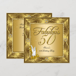 Fantastische 50 Gold High Heels Geburtstagsparty Einladung