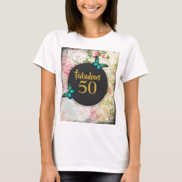Fantastische 50 grüne Schmetterlinge auf Vintagem T-Shirt