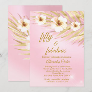 Fantastische 50 Rosa Gold Weiße Florale Geburtsta Einladung